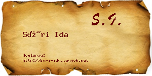 Sári Ida névjegykártya
